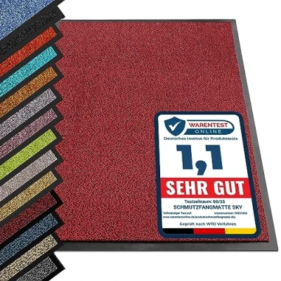 Imagen de ETM® Felpudo (Ordenador 1,6: Sieger Calidad Precio en Muchos tamaños Limpiabarros para Hogar Puerta Interior y Exterior, Polipropileno, Rojo Negro, 60 x 90 cm