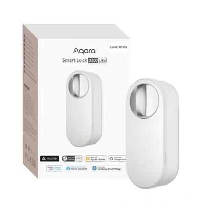 Imagen de Aqara Cerradura Inteligente U200 Lite, Matter over Thread, Modo Silencioso, Bloqueo Automático, Acceso Remoto, Batería Recargable, Compatible con Apple Home, Alexa, Blanco