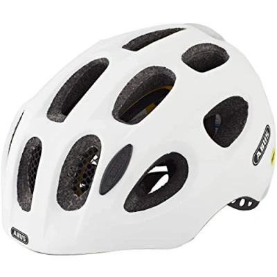 Imagen de ABUS casco infantil Youn I MIPS de bicicleta con luz, reflectores y protección contra impactos (MIPS) para niñas niños blanco mate, talla M