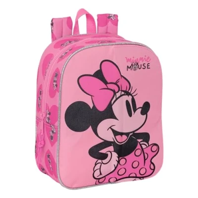 Imagen de Safta MINNIE MOUSE LOVING Mochila Guardería, Adaptable a Carro, Fácil Limpieza, Ideal para Niños de Diferentes Edades, Cómoda y Versátil, Calidad Resistencia, 22x10x27 cm, Color Rosa