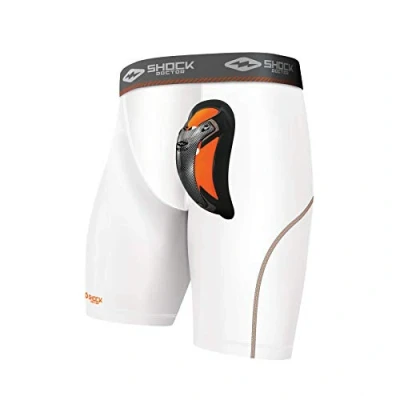Imagen de Shock Doctor UltraPro Compression Short with Ultra Carbon Flex Cup White S SD Core Protection, Adultos Unisex, Blanco