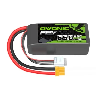 Imagen de OVONIC Batería de polímero litio 4S 80 C 650 mAh 14,8 V con XT30 para avión RC Quadcopter Helicóptero FPV Racing Drone