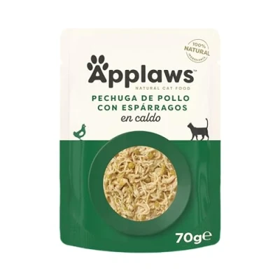Imagen de Applaws Comida para Gatos 100% Natural con Pechuga de Pollo y Espárragos en Caldo Adultos 12 Sobres 70g