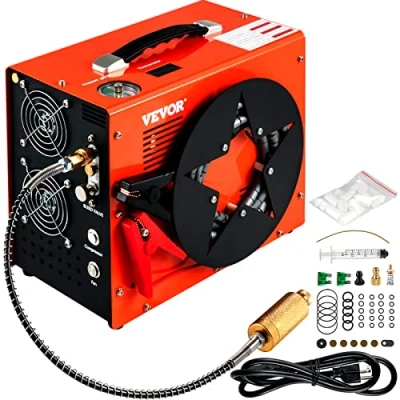 Imagen de VEVOR Compresor de Aire PCP 30Mpa 4500Psi Bomba 12V DC 110/220V AC Alta Presión 34x17x26 cm, Parada Automática, con Ventilador Incorporado para Rifle
