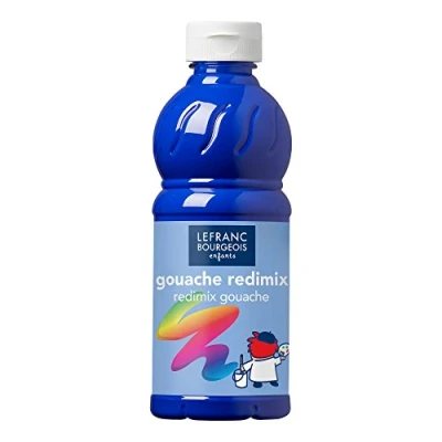 Imagen de Lefranc Bourgeois Enfants gouache líquida Redimix, témperas para niños, bote de 500ML azul cobalto (imit.), pinturas niños y manualidades