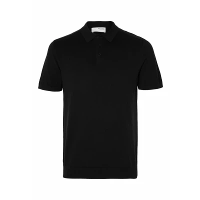 Imagen de SELETED HOMME Slhberg SS Knit Polo Noos, Negro, S para Hombre