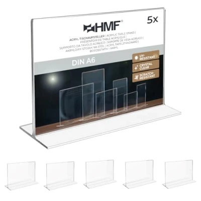 Imagen de HMF 46923 Soporte de Sobremesa recto Acrílico 5 Piezas DIN A6 Apaisado Transparente