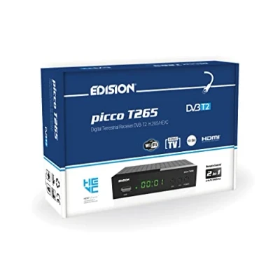 Imagen de EDISION PICCO T265, 2024 Nuevo Español TDT Decodificador TV DVB T2, Full HD, H265 HEVC, PVR, USB, HDMI, SCART, Control Remoto IR 2 en 1, Receptor T2 Alta Definición, Soporte WiFi USB