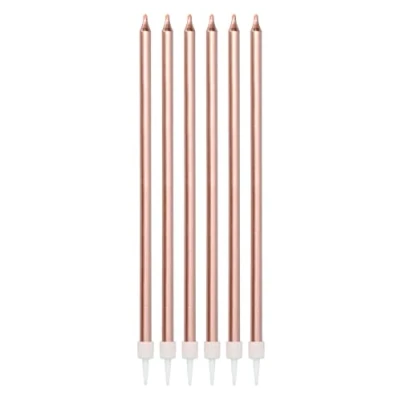 Imagen de Folat Velas Rosa Metálico 15cm 16 piezas, color rosado oro, happy birthday (67024)