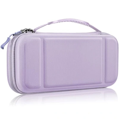 Imagen de Fintie Funda Portátil Compatible con Nintendo Switch/Switch OLED (2021) [Antichoque] Dura para Viaje 10 Ranuras y Bolsillo Interno Joy con, Morado Pastel