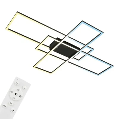 Imagen de Briloner lámpara de techo LED con mando a distancia, regulable, ajustable blanco cálido frío, LED, techo, 104x71x9,5 cm, negro