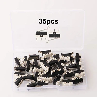 Imagen de GTIWUNG 35pcs AC 1A 125V 3 Pines SPDT 1NO 1NC Límite Micro Interruptor Largo Bisagra Palanca para Arduino, Interruptormicro de tipo R Momentaneo