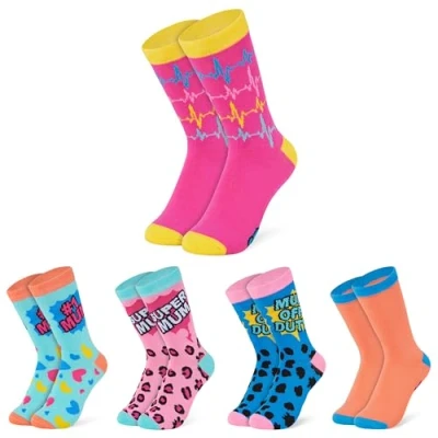 Imagen de CityComfort Transpirables Calcetines Pantorilla para Mujer, Regalos Divertidos (Multicolor Mamá)