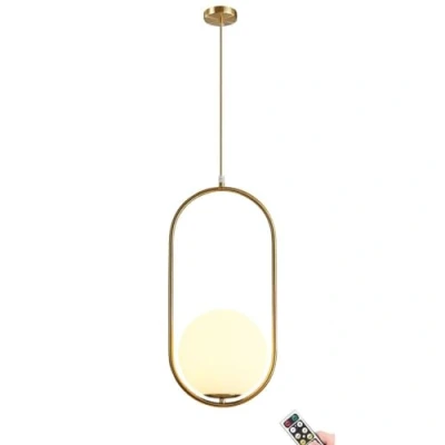 Imagen de KEFA lámpara colgante de mediados siglo, no cableada, funciona con pilas, techo cristal globo blanco para cocina, isla, comedor, dormitorio