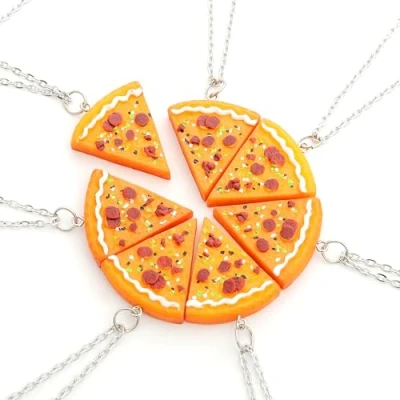 Imagen de EQLEF Siete Conjuntos de Costura Amistad Pizza Collar los Amantes Amigo del