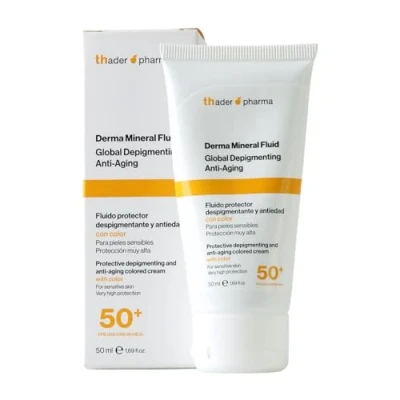 Imagen de Thader Pharma Protector solar Mineral facial con color Derma Fluid acción despigmentante y antiedad, SPF 50+, 50 ml