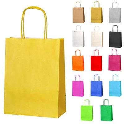 Imagen de Thepaperbagstore 30 Bolsas De Papel Para Fiestas Y Regalos, con Asas Retorcidas Amarillo 180x220x80mm