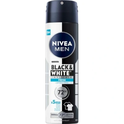 Imagen de NIVEA MEN Negro &amp; Blanco 48 H Invisible Fresh Spray Antitranspirante para Hombres 150 ml