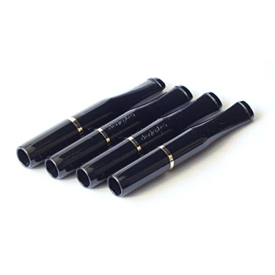 Imagen de 4 soportes para cigarrillos DENICOTEA de color negro + anillo dorado
