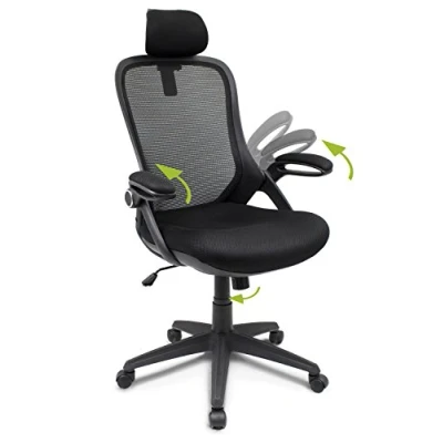 Imagen de Cashoffice Silla de Escritorio Ergonómica, Oficina Giratoria con Respaldo, Reposacabezas y Reposabrazos Regulables Color Negro