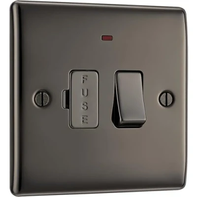 Imagen de BG Indicador de alimentación la Unidad conexión fusionada con Interruptor Acero Cepillado Metal eléctrico, Negro, nbn52