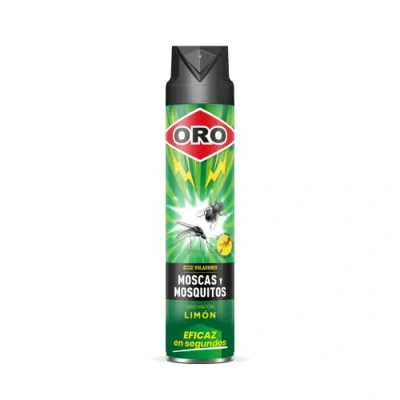 Imagen de ORO Insecticida Voladores Contra moscas y mosquitos Acción inmediata máxima eficacia Para interiores exteriores Agradable aroma a limón 750 ml