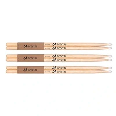 Imagen de LA Specials Drum Sticks 5A Drumsticks Set for Acoustic Drums or Electronic Oval Nylon Tip Hickory Consistent Weight and Pitch 3 Pairs