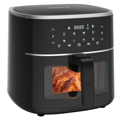 Imagen de tomons Freidora de Aire Sin Aceite 6L, con Ventana Visibl, Air Fryer 8 Menús Preprogramados, Panel LED Táctil, Temperatura Regulable