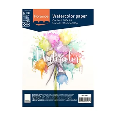 Imagen de Vaessen Creative Florence Papel de Acuarela Superficie Lisa, 200 GSM, Blanco (Off White), A4