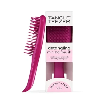 Imagen de Tangle Teezer cepillo desenredante definitivo, elimina nudos y reduce la rotura, mini de pelo para viajes, manos pequeñas todo tipo cabello, frambuesa eléctrica
