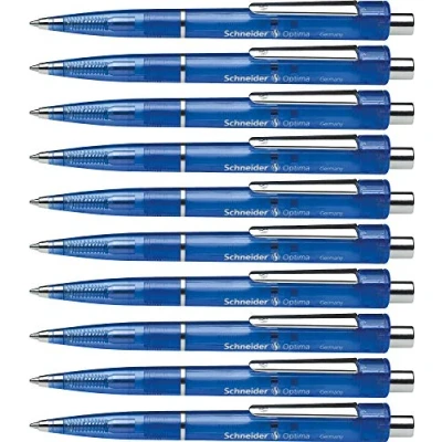 Imagen de Schneider Optima Bolígrafo de punta redonda (10 unidades, retráctil, tinta azul, indeleble)