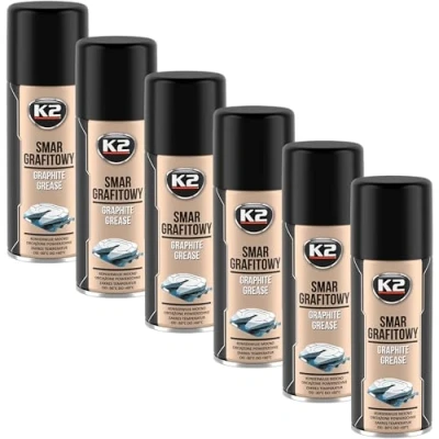 Imagen de K2 Spray Grasa de Grafito Pack 6 Ideal para Superficies Fuertemente Cargadas, Alta Resistencia y Lubricación 400 ML