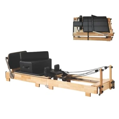 Imagen de Máquina Reformer de Pilates. Equipo Reformador Entrenamiento Pilates Plegable con Base Deslizante y Ruedas. para Uso Doméstico Profesional.