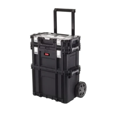 Imagen de Keter Carro vertical para llevar cajas de herramientas, 3 niveles, Incluye organizador, 56.5 x 37.3 70 cm, Negro