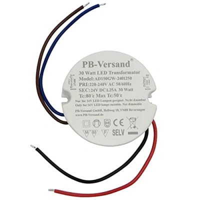 Imagen de Transformador LED de 30 W, 24 V CC, redondo, circular, fuente alimentación, balasto