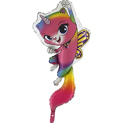 Imagen de Toyland® 41 &quot;Globo gigante de papel aluminio con forma gatito, unicornio y mariposa arcoíris, tamaño Globos fiesta para niños