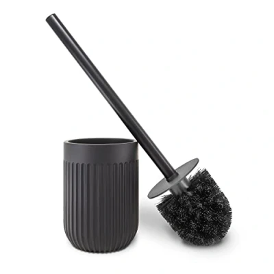 Imagen de Nadi Collection Escobilla de baño WC Inodoro Resina Negro Mate Serie Urban Cepillo Desmontable 9.4cm ∅ x 35.5 cm Alto (Negro)