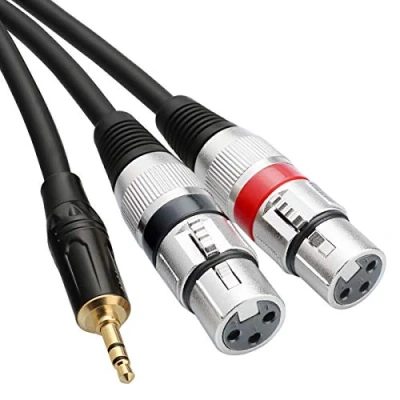 Imagen de tisino cable de micrófono estéreo XLR dual a 3,5 mm, 2 hembra conector mini jack 1/8 pulgadas, divisor en Y, 6.5 pies