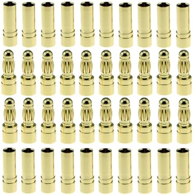 Imagen de LinsyRC 20 Pares Adaptador de Conector Macho Hembra Tipo Bala Banana 3.5MM Chapado en Oro para Motores RC Lipo Batería ESC (3.5MM)