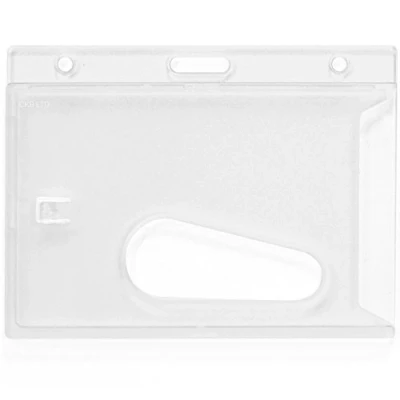 Imagen de CKB Ltd® 50 X Claro plástico rígido con ranura de eyección cerrado cara tarjeta ID Badge Holders sola horizontal identidad Pass pantalla 86 x54 mm CR80 tamaño Crédito