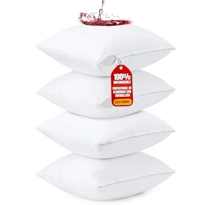 Imagen de Utopia Bedding Funda Almohada Impermeables 65 x cm Pack De 4 Protectores con Cremallera Protector Anti Chinches