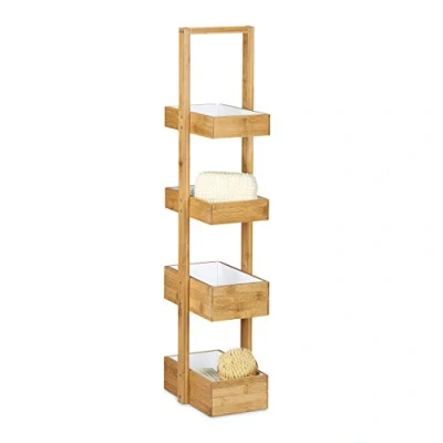 Imagen de Relaxdays Estantería Colgante con 4 bandejas para la Ducha/Cuarto de baño Hecho bambú Medidas 88,5 x 25,5 18,5 cm, Color Natural, Tablero Fibras
