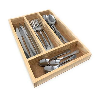 Imagen de Space Home Bandeja para Cubertería Organizador de Cubiertos Cubertero Cajon Cocina 4 Compartimentos 32 x 22 3,5 cm