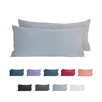 Imagen de Komfortec Juego de 2 Fundas Almohada 100% algodón, 40 x 80 cm, Punto Supersuave, Funda 150 g/m², Gris