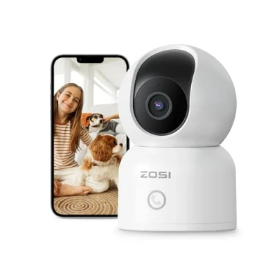 Imagen de ZOSI C518 1080p Cámara de Vigilancia WiFi Interior para Bebé/Mascota, Detección y Seguimiento Persona, Visión Nocturna, Audio Bidireccional