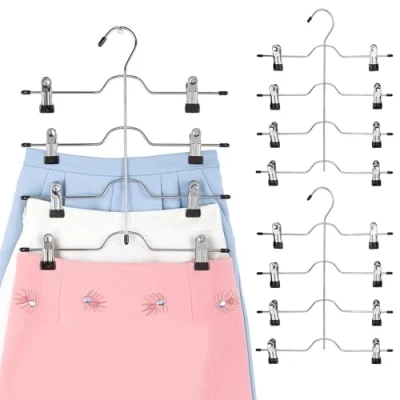 Imagen de Tekenewbse Perchas Pantalones, Juego de 3 Ahorra Espacio Pinzas, Ajustables Antideslizantes Percha Pantalones Metal para Faldas, Toallas, Bufandas, Vaqueros, Cortos, Ropa Interior y Otras