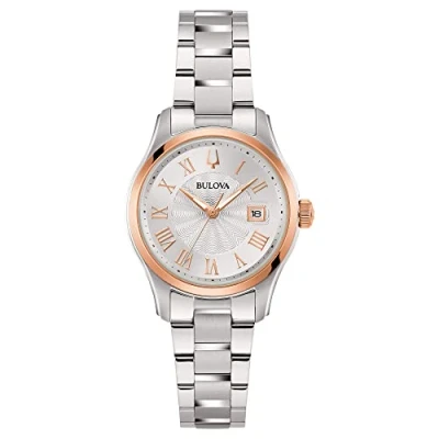 Imagen de Bulova Reloj Analógico para Mujeres de Cuarzo con Correa en Acero Inoxidable 98M136