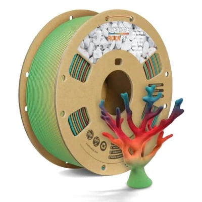 Imagen de OVERTURE Rock PLA Filamento 1,75 mm Consumo, Mármol Roll 1 kg Bobina(2.2lbs), precisión dimensional +/ 0.05 mm, para impresora 3D (Arcoíris Rock)