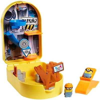 Imagen de MINIONS GMD86 Juego diseño de Minion con Texto en alemán Auf Der Suche Nach Dem Mini Boss Splat &#039;EMS Baustelle Spielset, 2 mit Deluxe Starter und Haftzielscheiben,