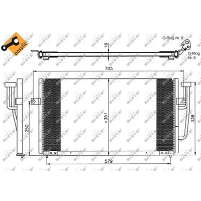 Imagen de NRF EASY FIT 35234 Condensador con junta anular 11,7 8,6 Aluminio 616 VOLVO: S40 I
